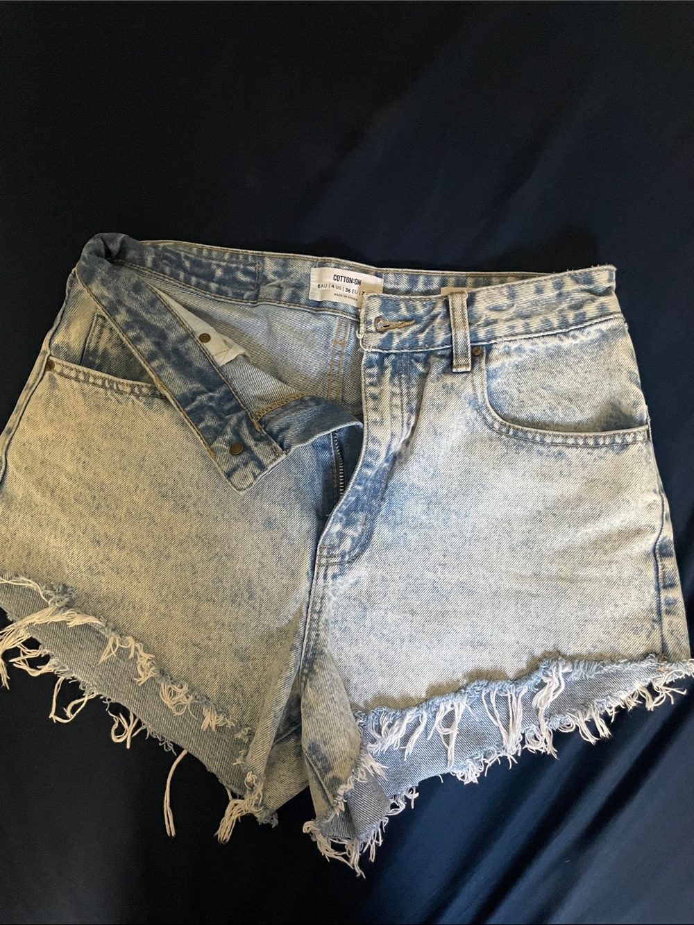 Cotton On Acid Wash Light Blue Denim Cutoff Shorts